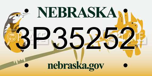 3P35252 Nebraska License Plate
