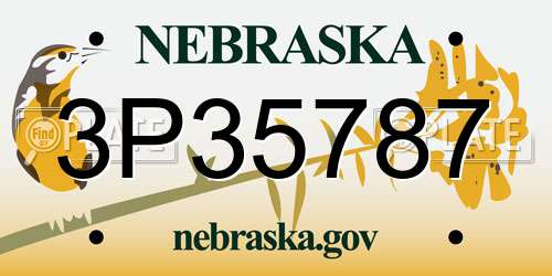 3P35787 Nebraska License Plate