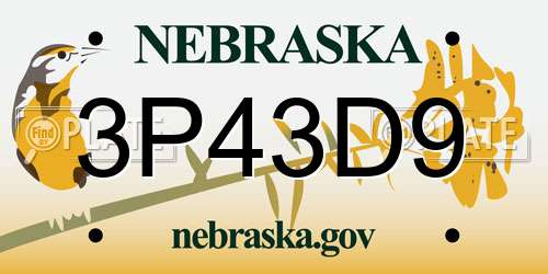 3P43D9 Nebraska License Plate