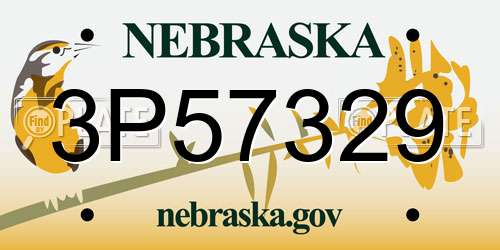 3P57329 Nebraska License Plate