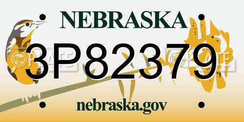 3P82379 Nebraska License Plate