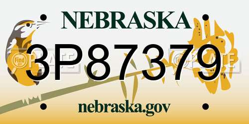 3P87379 Nebraska License Plate