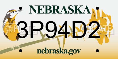 3P94D2 Nebraska License Plate