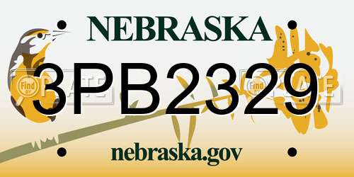 3PB2329 Nebraska License Plate