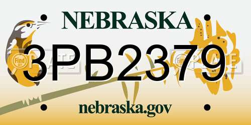 3PB2379 Nebraska License Plate