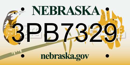 3PB7329 Nebraska License Plate