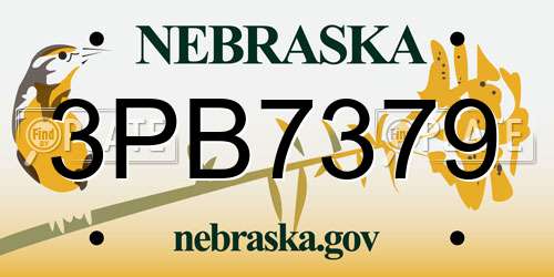 3PB7379 Nebraska License Plate
