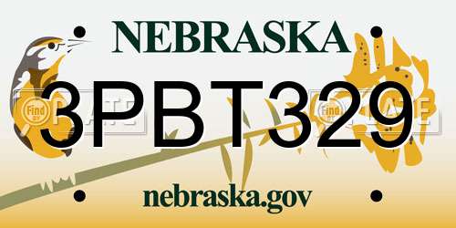 3PBT329 Nebraska License Plate