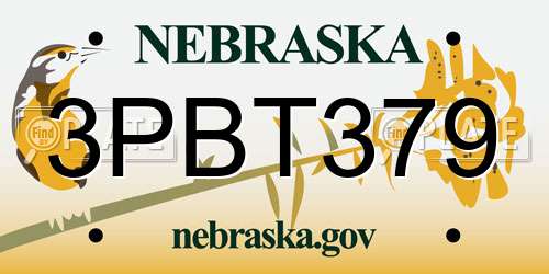 3PBT379 Nebraska License Plate