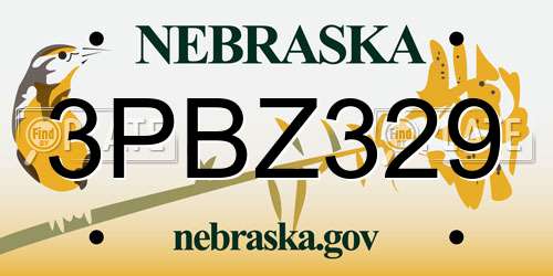 3PBZ329 Nebraska License Plate
