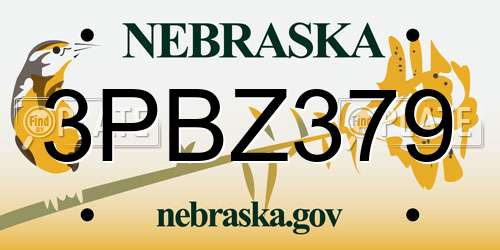 3PBZ379 Nebraska License Plate