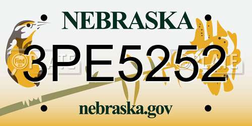 3PE5252 Nebraska License Plate