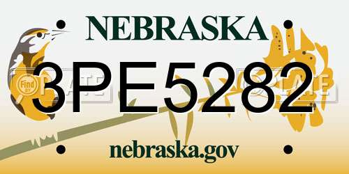3PE5282 Nebraska License Plate