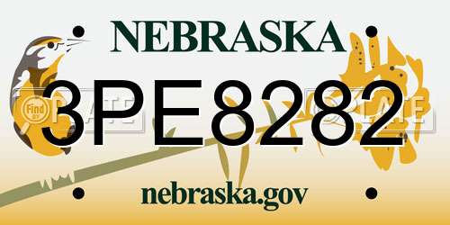 3PE8282 Nebraska License Plate