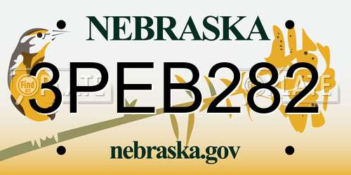 3PEB282 Nebraska License Plate