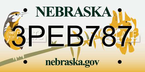 3PEB787 Nebraska License Plate