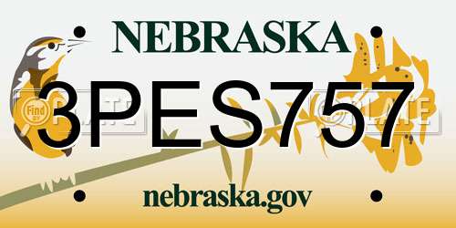 3PES757 Nebraska License Plate