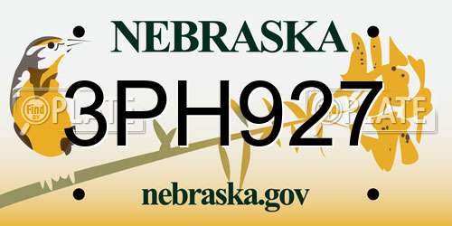 3PH927 Nebraska License Plate