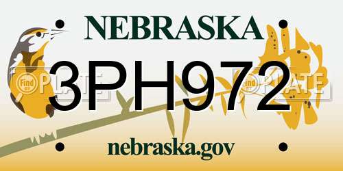 3PH972 Nebraska License Plate