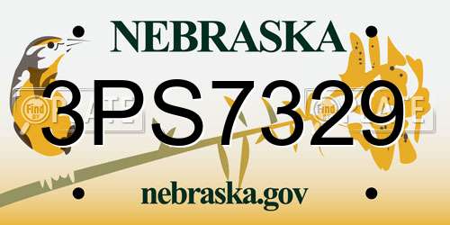 3PS7329 Nebraska License Plate