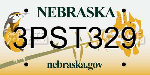 3PST329 Nebraska License Plate