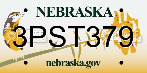 3PST379 Nebraska License Plate