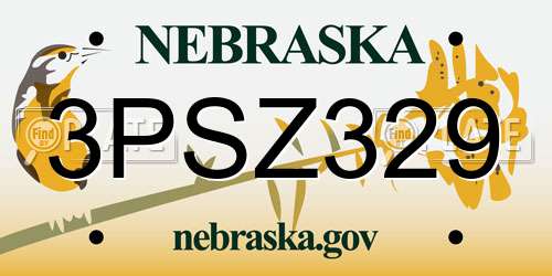 3PSZ329 Nebraska License Plate