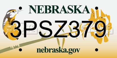 3PSZ379 Nebraska License Plate