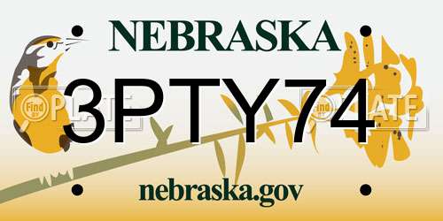 3PTY74 Nebraska License Plate