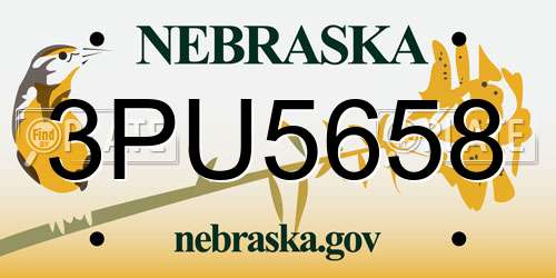 3PU5658 Nebraska License Plate