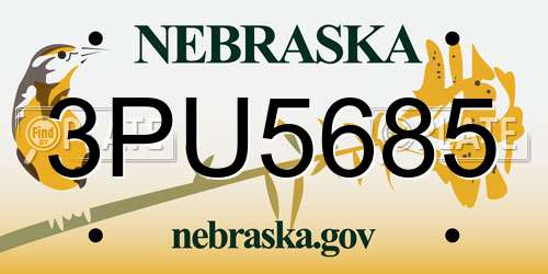 3PU5685 Nebraska License Plate