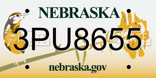3PU8655 Nebraska License Plate