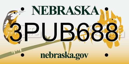 3PUB688 Nebraska License Plate