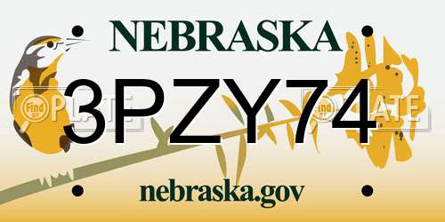 3PZY74 Nebraska License Plate