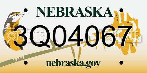 3Q04067 Nebraska License Plate