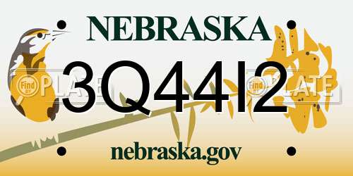 3Q44I2 Nebraska License Plate