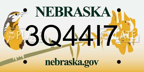 3Q44I7 Nebraska License Plate