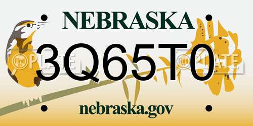 3Q65T0 Nebraska License Plate