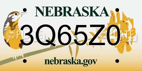 3Q65Z0 Nebraska License Plate