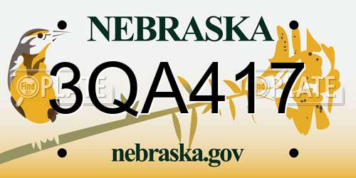 3QA417 Nebraska License Plate