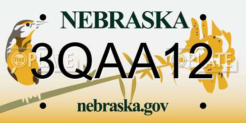 3QAA12 Nebraska License Plate