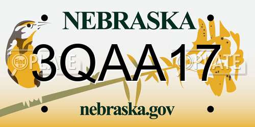 3QAA17 Nebraska License Plate