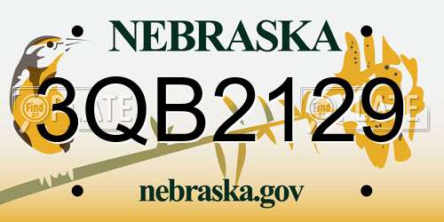 3QB2129 Nebraska License Plate