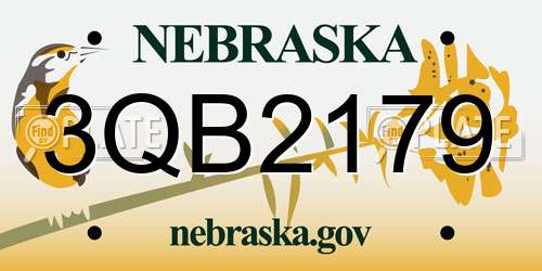 3QB2179 Nebraska License Plate