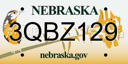3QBZ129 Nebraska License Plate