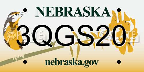 3QGS20 Nebraska License Plate