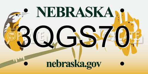 3QGS70 Nebraska License Plate