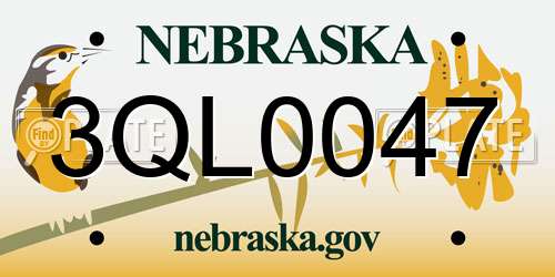 3QL0047 Nebraska License Plate