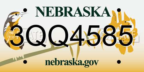 3QQ4585 Nebraska License Plate