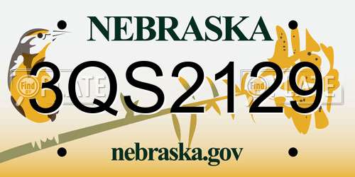 3QS2129 Nebraska License Plate